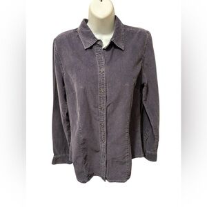 VTG Eddie Bauer Gray Corduroy Snap Front LS Shirt 100% Cotton Size M Tall